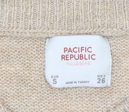 Pull&Bear Women’s Beige Wool Blend Crew Neck Jumper Size 8