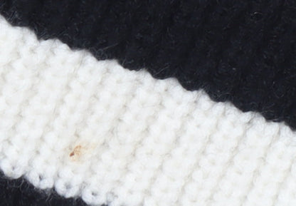 NEXT Girls Black & Ivory Striped 1/2 Zip Ribbed Jumper 15 Years