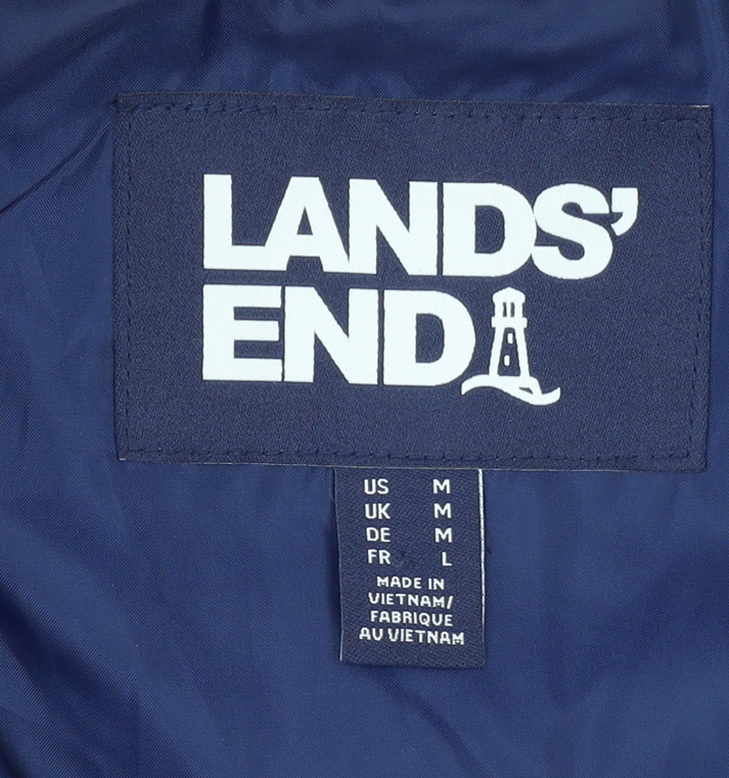 Mens UK Size M Lands' End Blue Quilted Coat