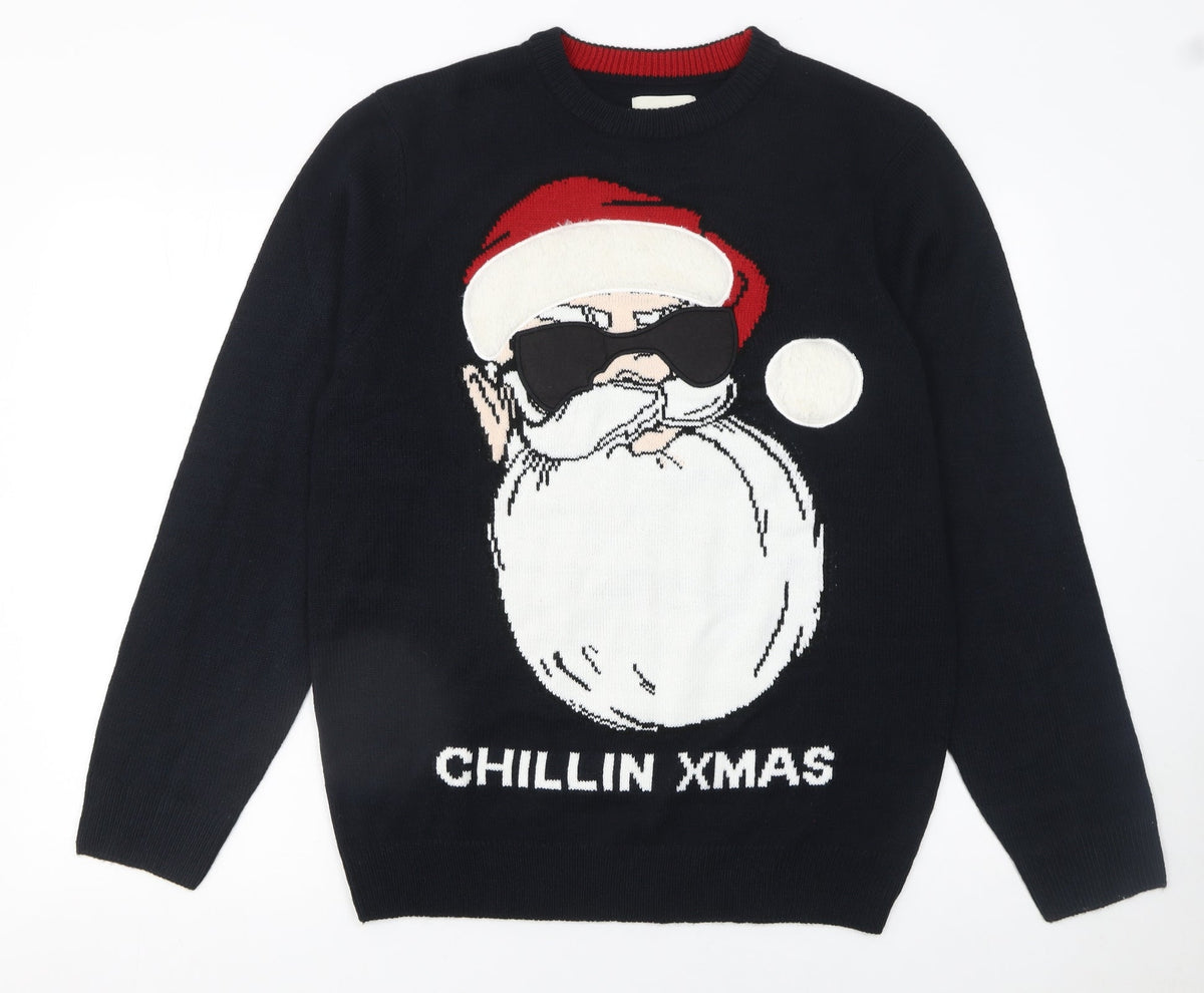 C&A Men's Black Christmas Santa Pullover Jumper L