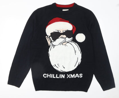 C&A Men's Black Christmas Santa Pullover Jumper L