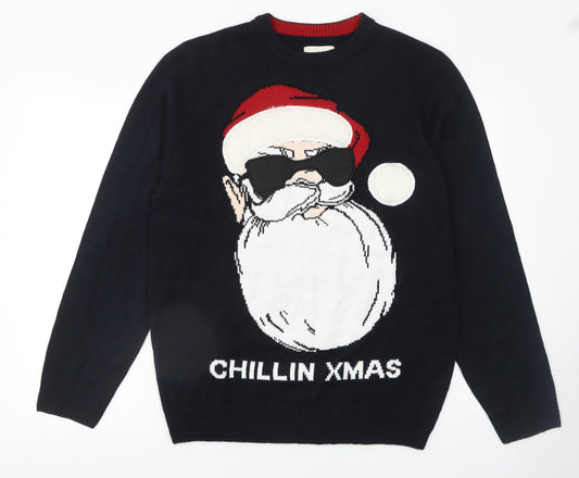 C&A Men's Black Christmas Santa Pullover Jumper L