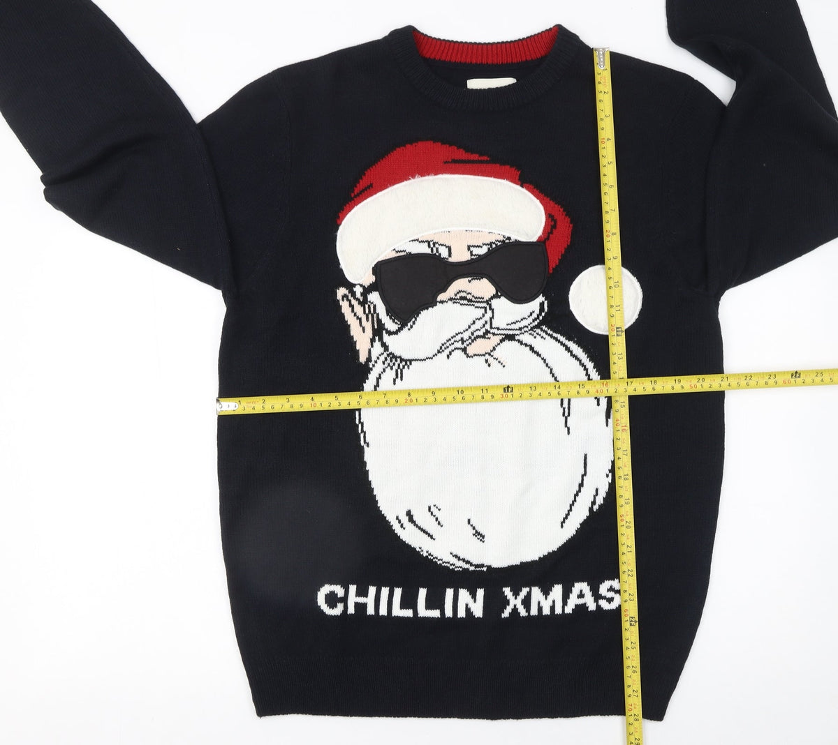 C&A Men's Black Christmas Santa Pullover Jumper L