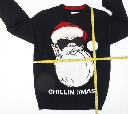 C&A Men's Black Christmas Santa Pullover Jumper L