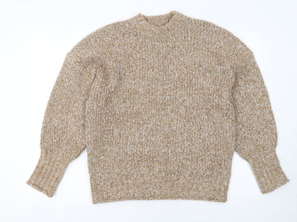 Topshop Women Beige Knit Pullover Jumper UK S Long Sleeve