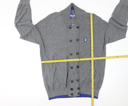 Mens UK Size L Gio Goi Grey Cardigan Jumper