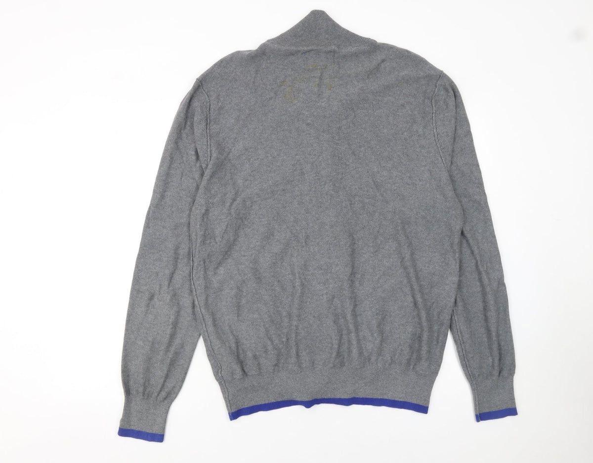 Mens UK Size L Gio Goi Grey Cardigan Jumper