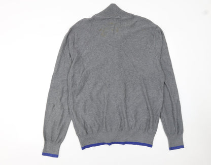 Mens UK Size L Gio Goi Grey Cardigan Jumper