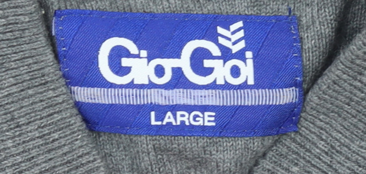 Mens UK Size L Gio Goi Grey Cardigan Jumper