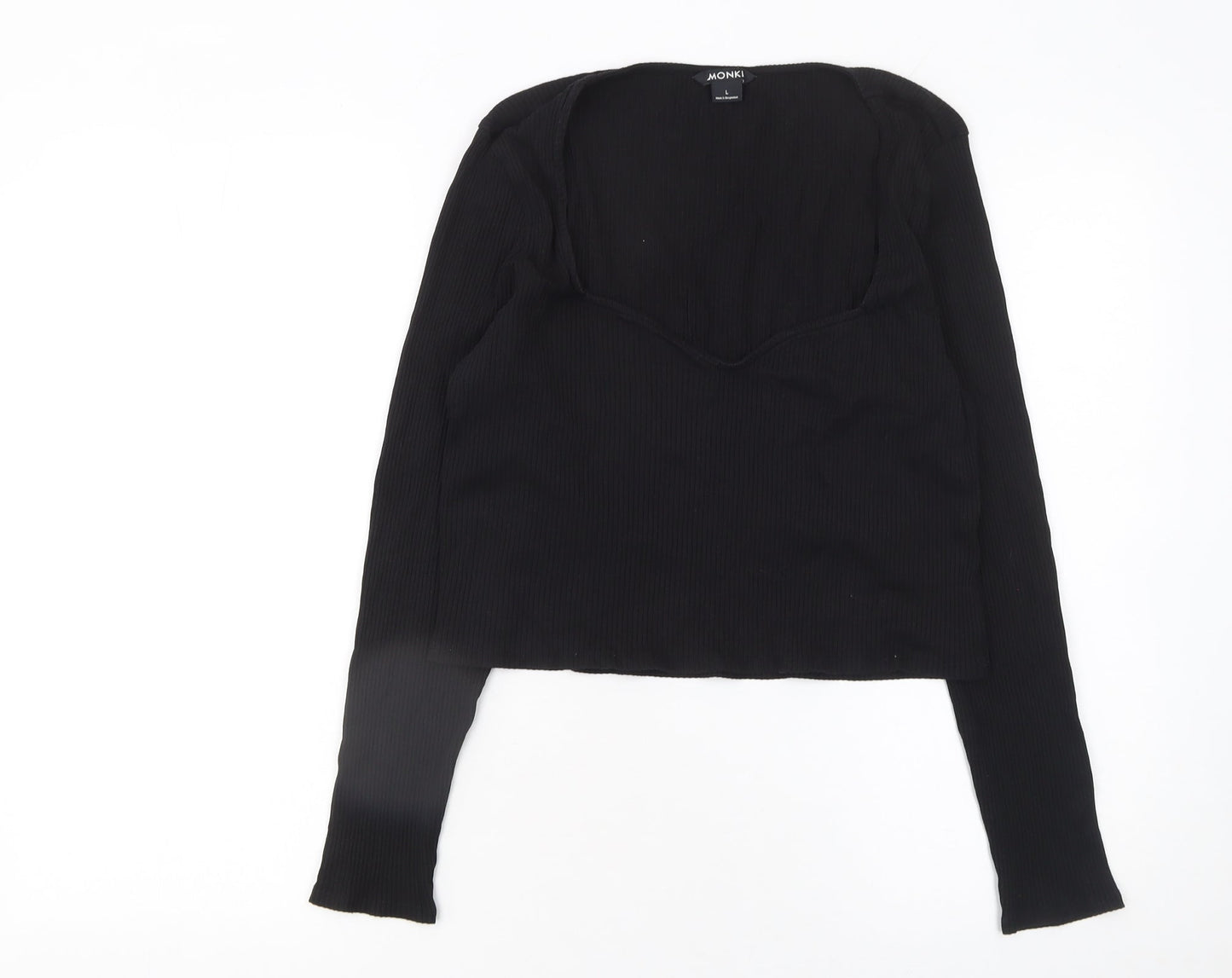 Womens UK Size L Monki Black Cropped T-Shirt
