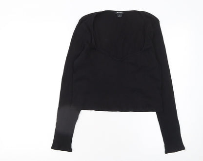 Womens UK Size L Monki Black Cropped T-Shirt