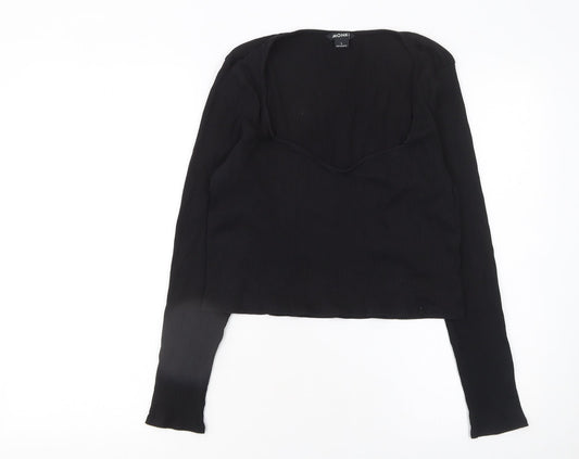 Womens UK Size L Monki Black Cropped T-Shirt
