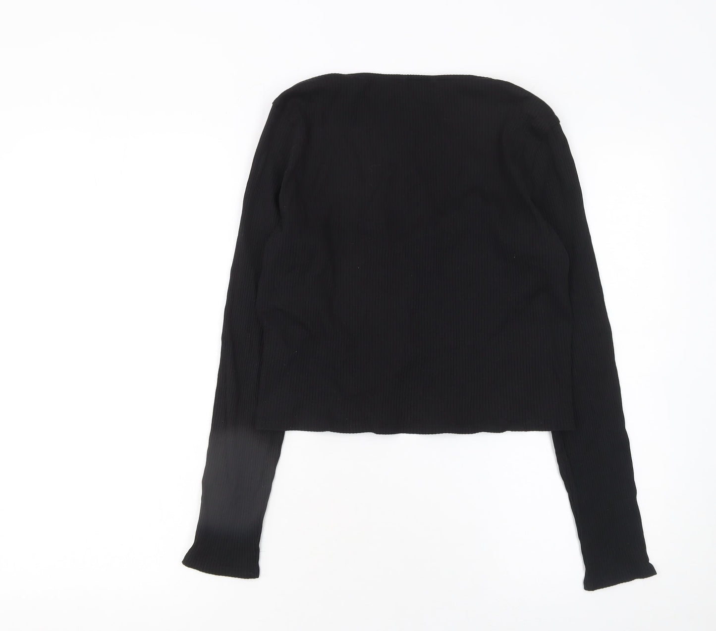 Womens UK Size L Monki Black Cropped T-Shirt