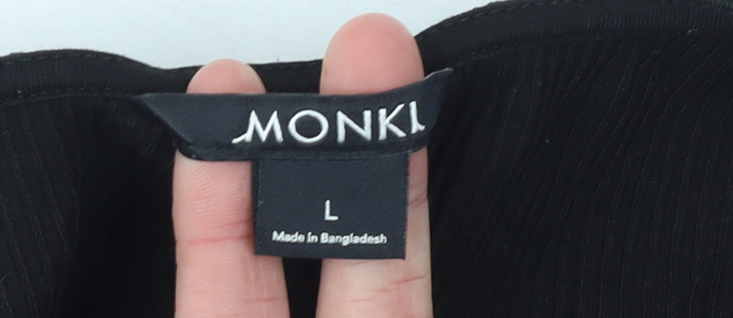 Womens UK Size L Monki Black Cropped T-Shirt