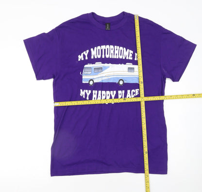 Gildan Men's Purple Heavy Cotton My Motorhome Graphic T-Shirt Size M
