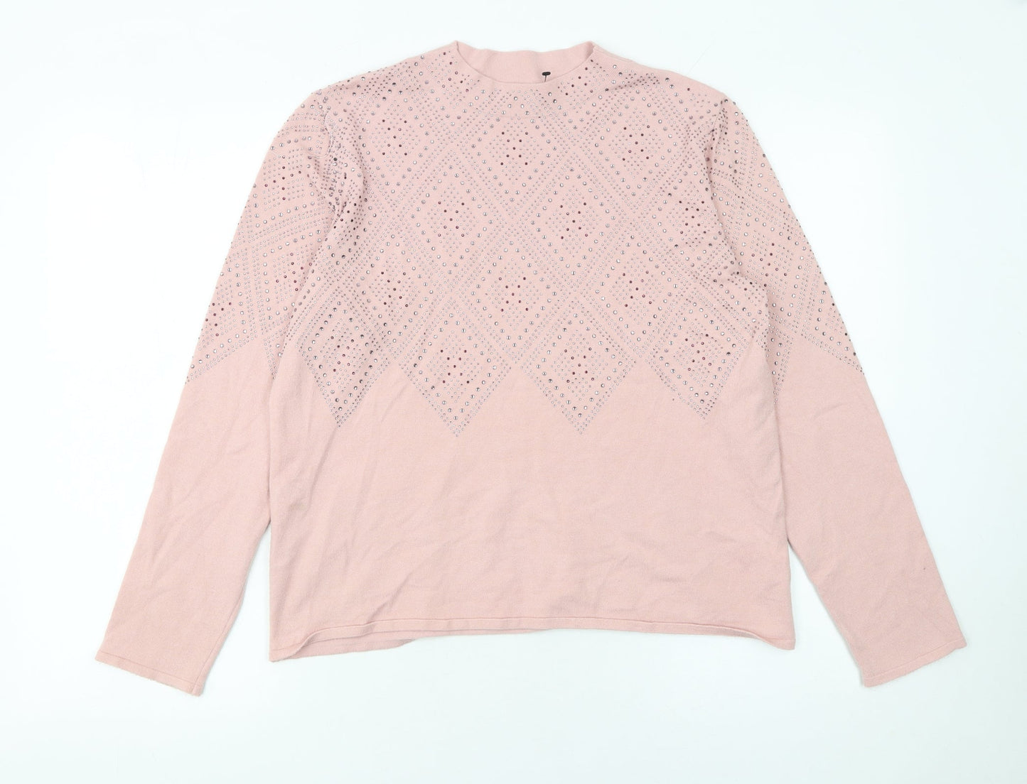 Womens UK Size 14 Roman Pink Pullover Jumper