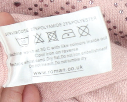 Womens UK Size 14 Roman Pink Pullover Jumper