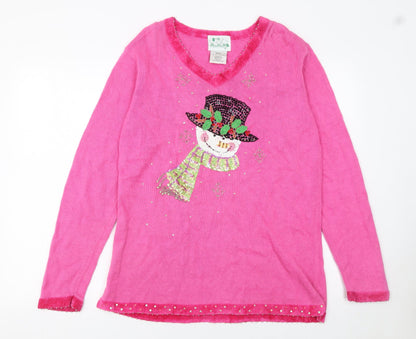 Womens UK Size S The Quacker Factory Pink Pullover Jumper