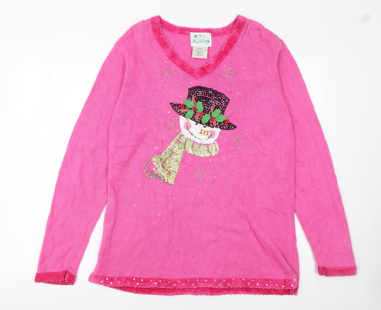 Womens UK Size S The Quacker Factory Pink Pullover Jumper