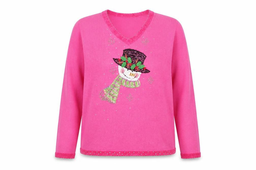 Womens UK Size S The Quacker Factory Pink Pullover Jumper