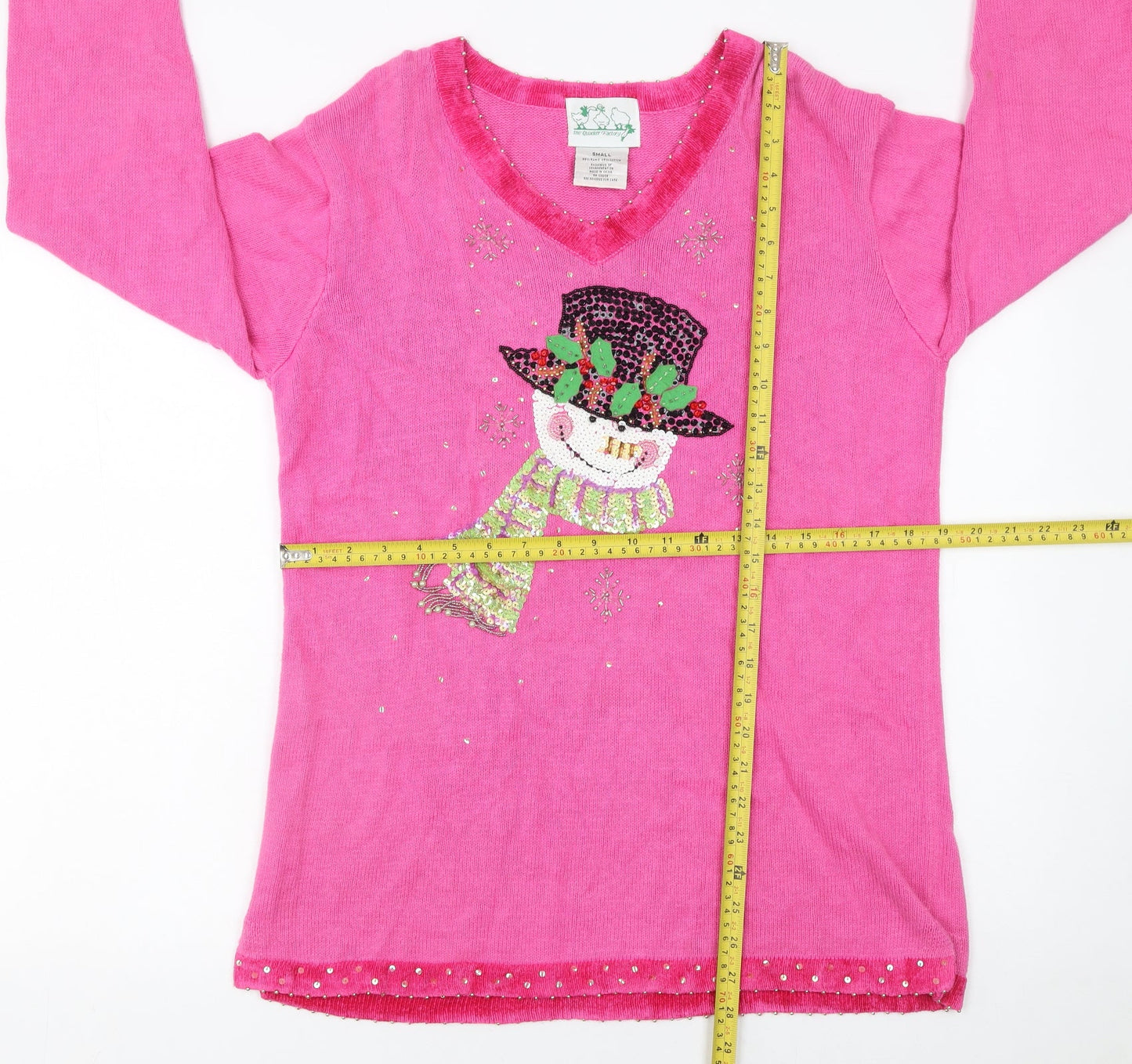 Womens UK Size S The Quacker Factory Pink Pullover Jumper