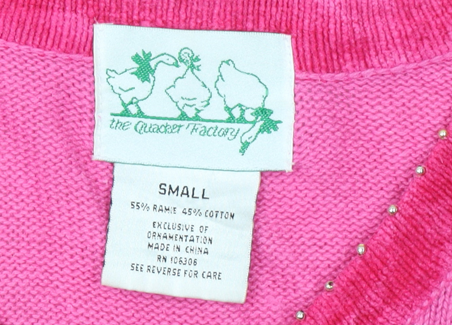 Womens UK Size S The Quacker Factory Pink Pullover Jumper