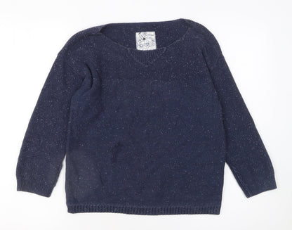 Womens UK Size 8 Fat Face Blue Pullover Jumper