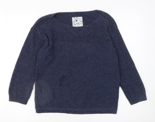 Womens UK Size 8 Fat Face Blue Pullover Jumper