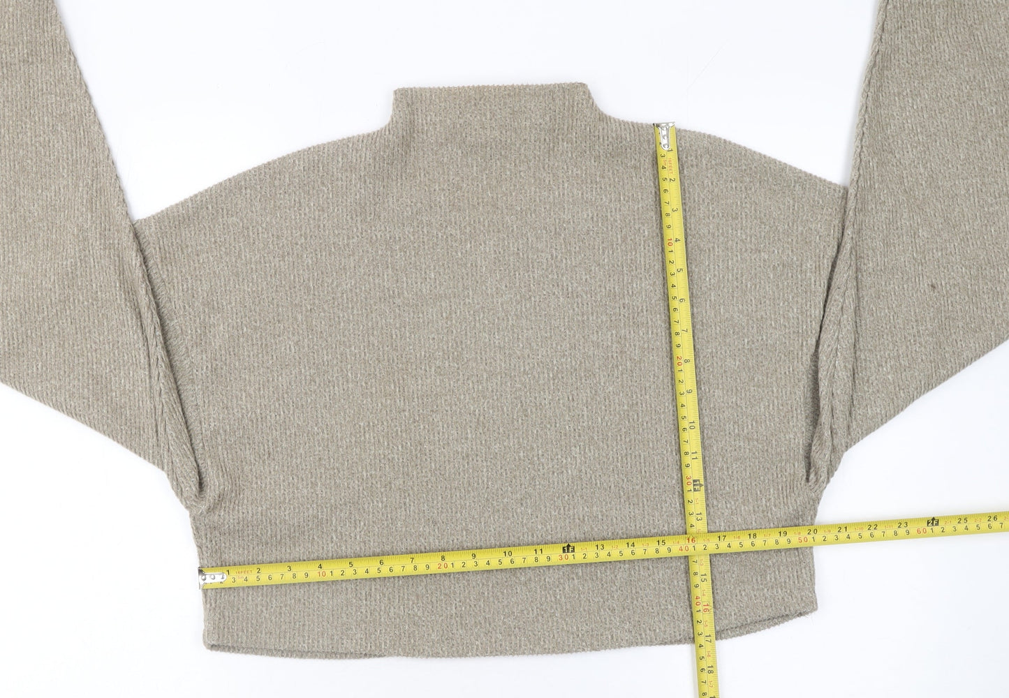 Womens UK Size 12 Bershka Beige Pullover Jumper