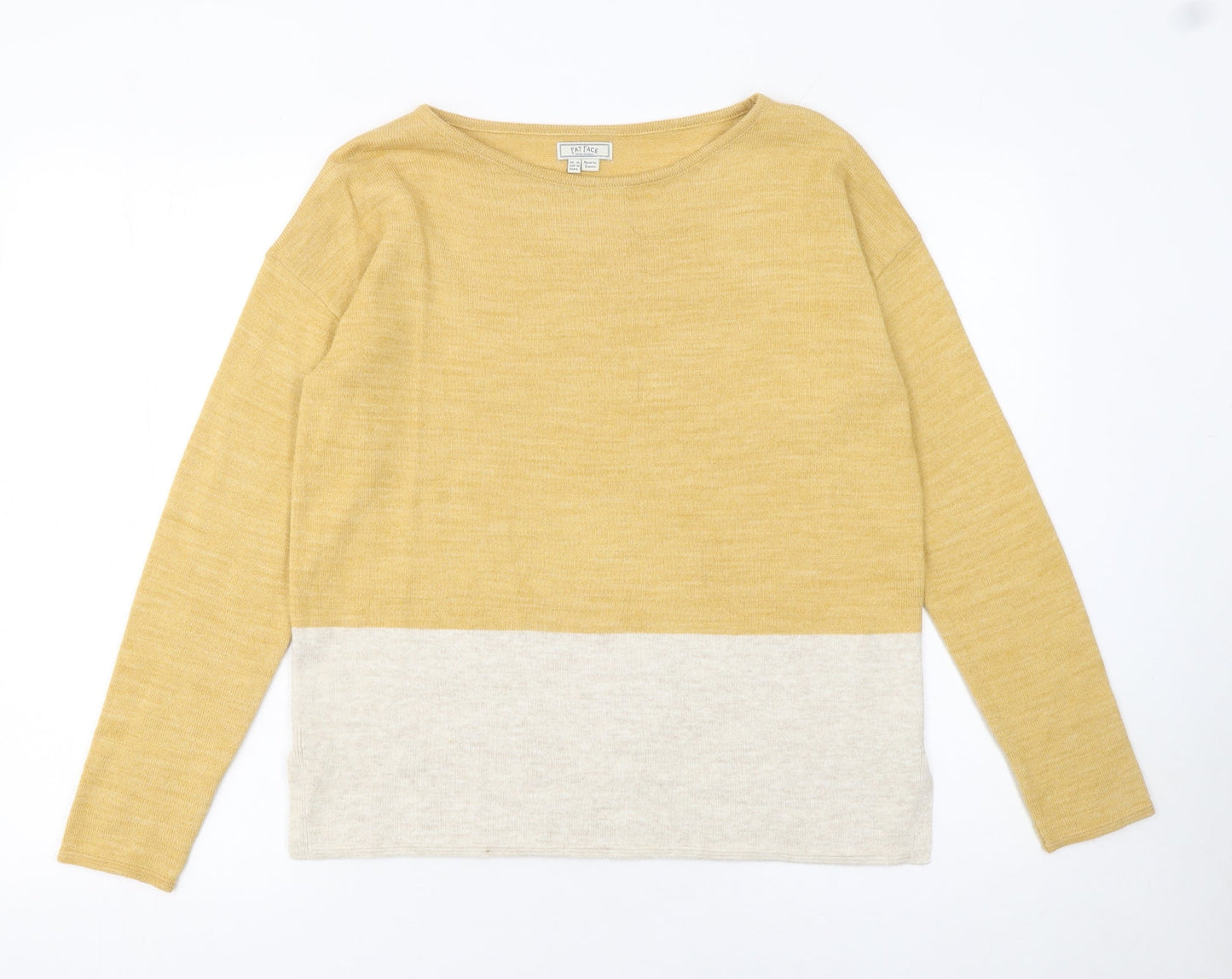 Fat Face Women’s Yellow Colour Block Acrylic Jumper UK 10