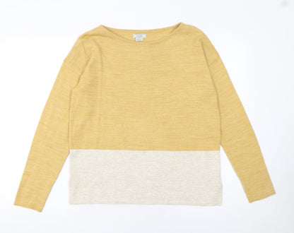 Fat Face Women’s Yellow Colour Block Acrylic Jumper UK 10