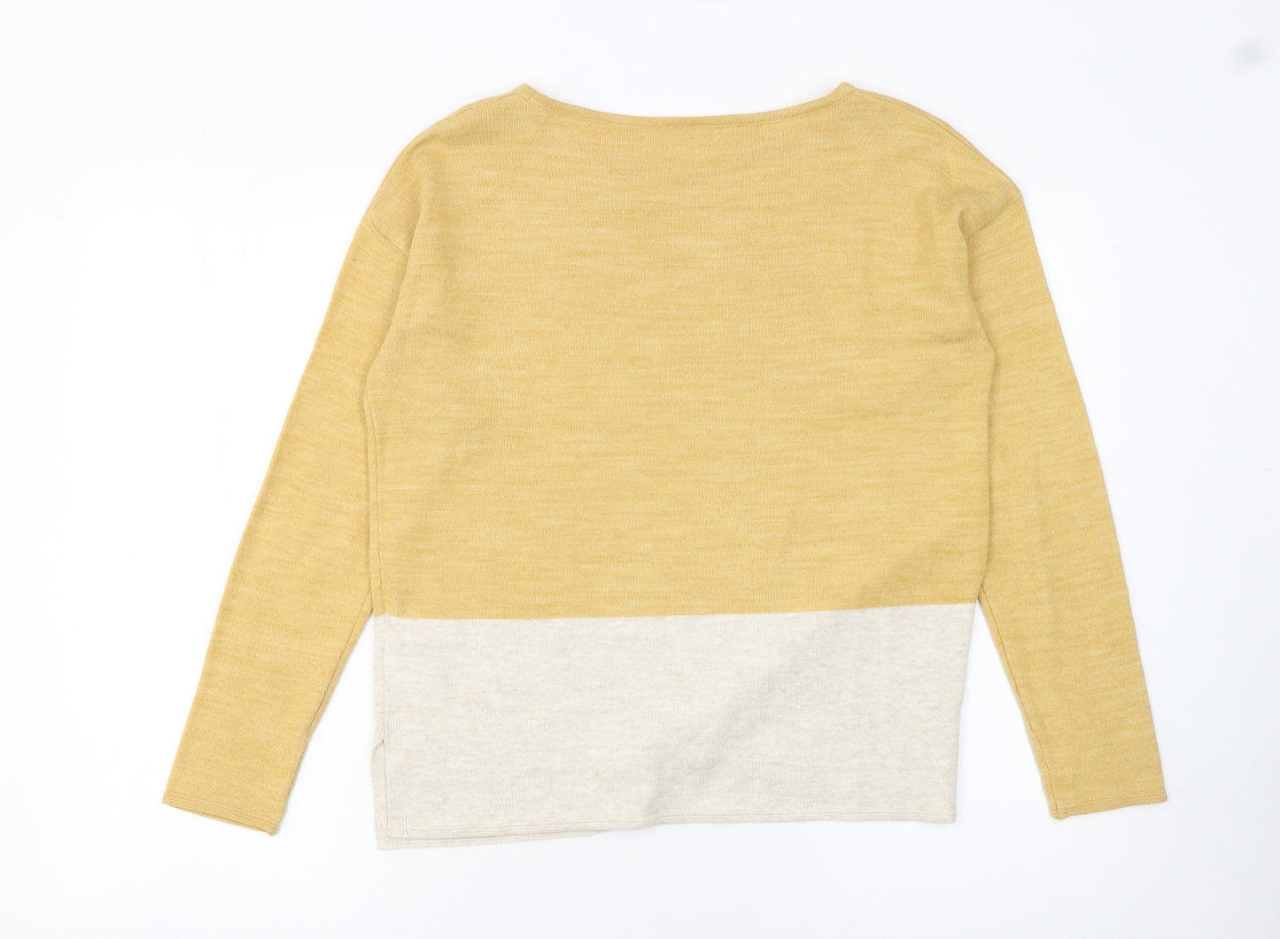Fat Face Women’s Yellow Colour Block Acrylic Jumper UK 10