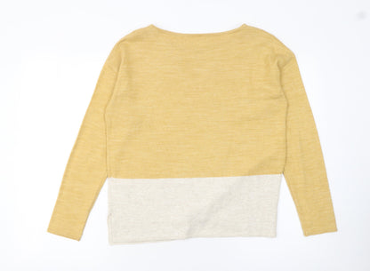 Fat Face Women’s Yellow Colour Block Acrylic Jumper UK 10