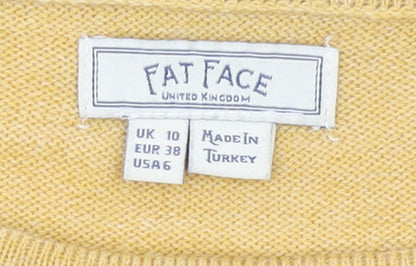 Fat Face Women’s Yellow Colour Block Acrylic Jumper UK 10