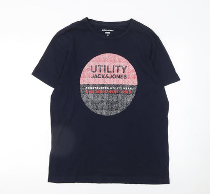 Jack & Jones Men’s Blue Utility Graphic Slim Fit T-Shirt XL