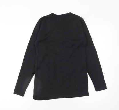 Girls UK Size 10-12 Years Ladies Thermal Black Basic T-Shirt