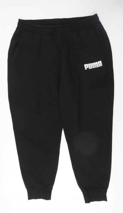 Mens UK Size XL PUMA Regular Fit Jogger Black Trousers