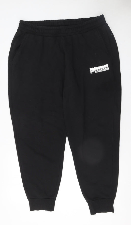 Mens UK Size XL PUMA Regular Fit Jogger Black Trousers