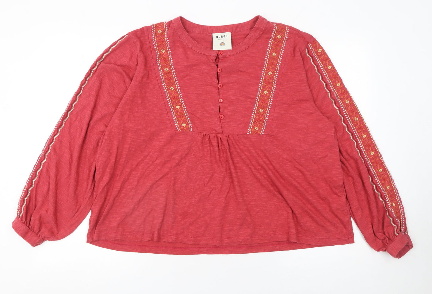 Womens UK Size 16 Burgs Red Bohemian Blouse