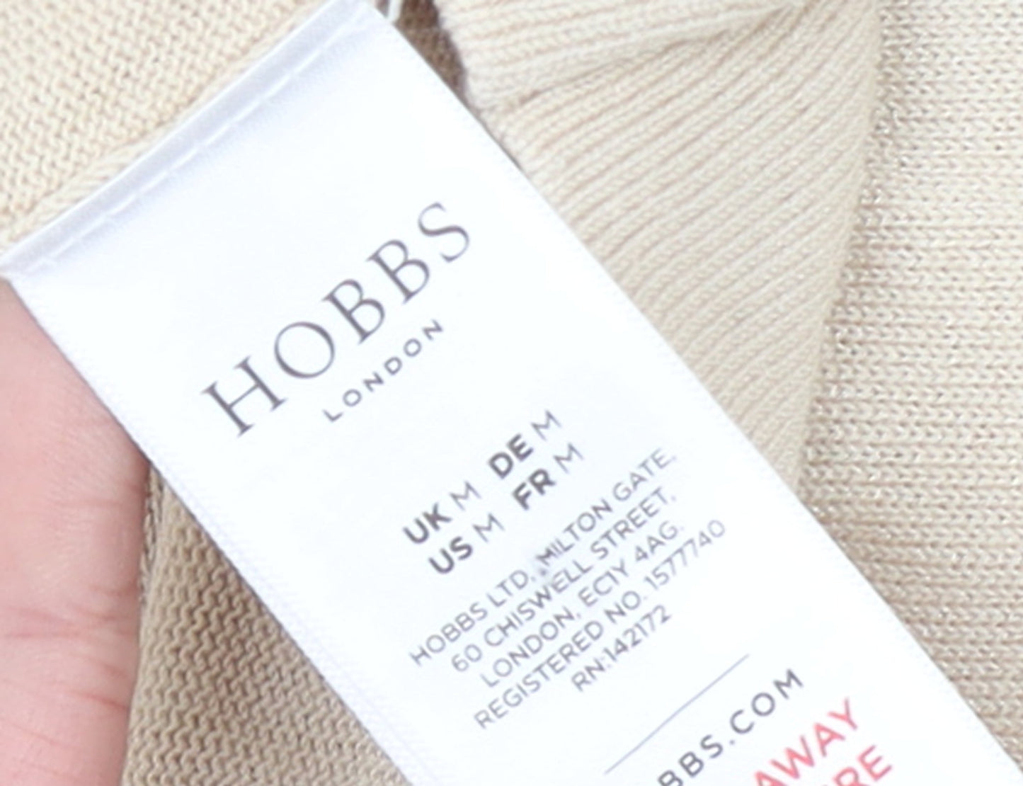 Womens UK Size M Hobbs Beige Pullover Jumper