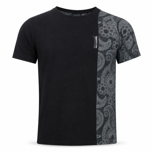 11 Degrees Men'S Black & Grey Paisley Short Sleeve T-Shirt Size S