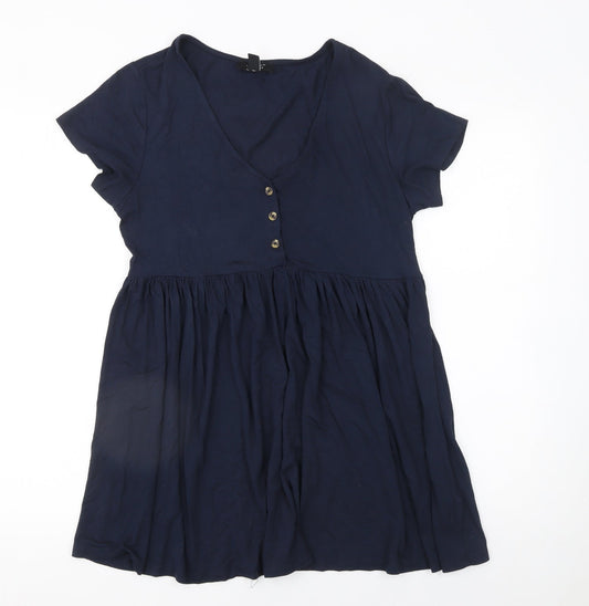 Womens UK Size 12 New Look Blue Tunic Blouse