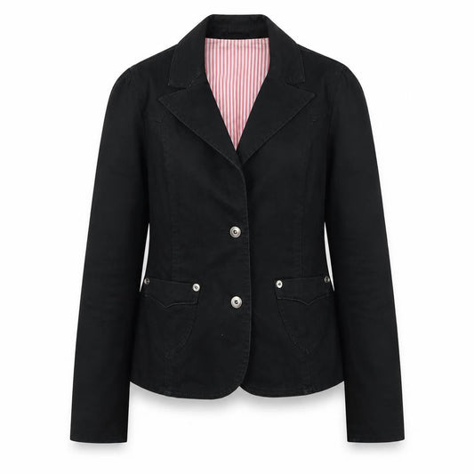 Front view of Miss Selfridge Women Black, size 12, Cotton Blend Suit Jacket