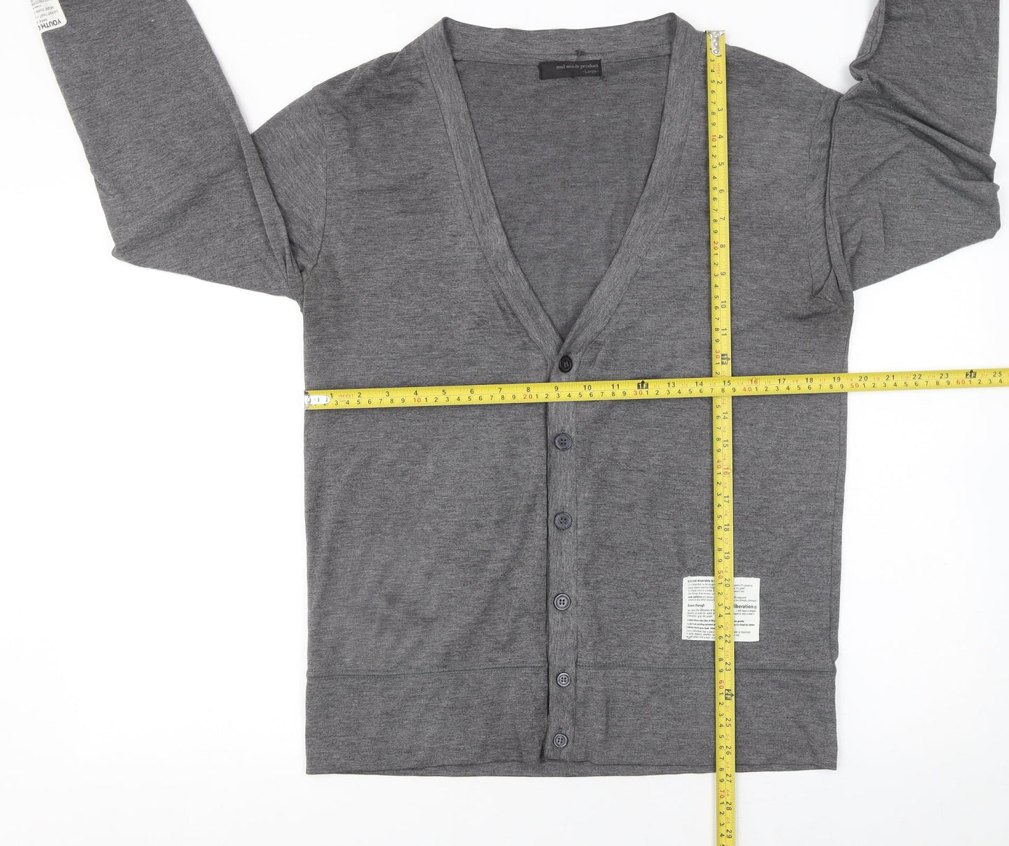 Mens UK Size L real words product Grey Cardigan Jumper