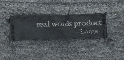 Mens UK Size L real words product Grey Cardigan Jumper