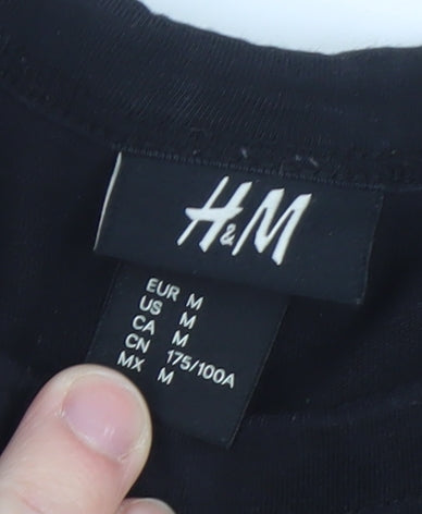 Mens UK Size M H&M Black  T-Shirt