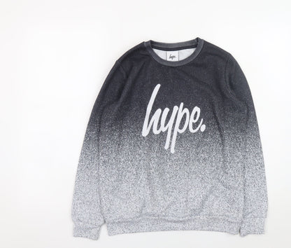 Hype Boys Black Gradient Logo Pullover Sweatshirt 11-12 Years
