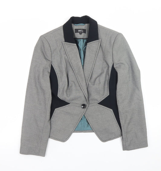 Marks and Spencer Womens Grey Size 10 Slim Fit Blazer Jacket