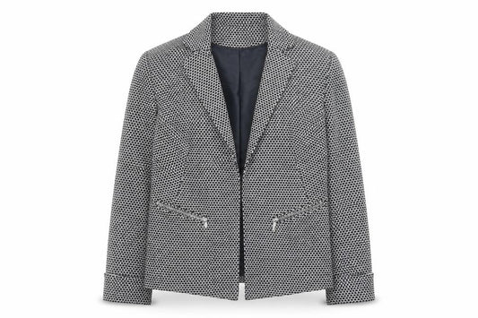 Front view of Principles by Ben de Lisi Women's Black Geometric Blazer, size 10