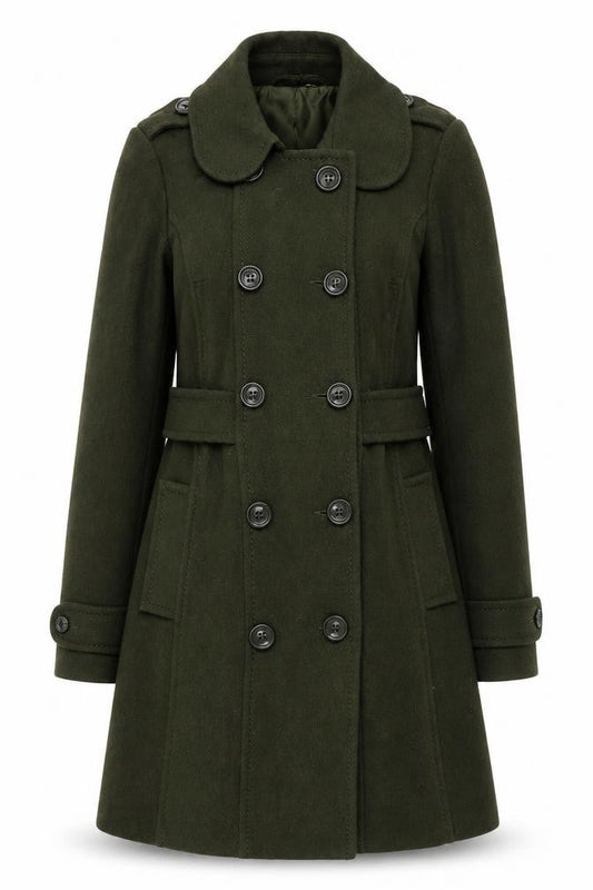 Womens UK Size 12 H&M Green Pea Coat